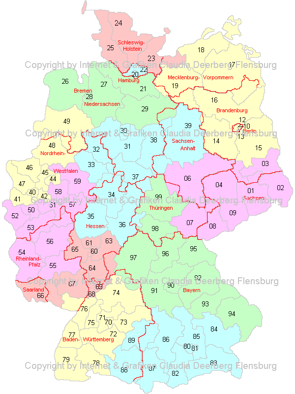 PLZ-Karten - Postleitzahlen von www.die-landkarte.de