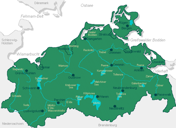 Mecklenburg-Vorpommern mit Flssen und Seen